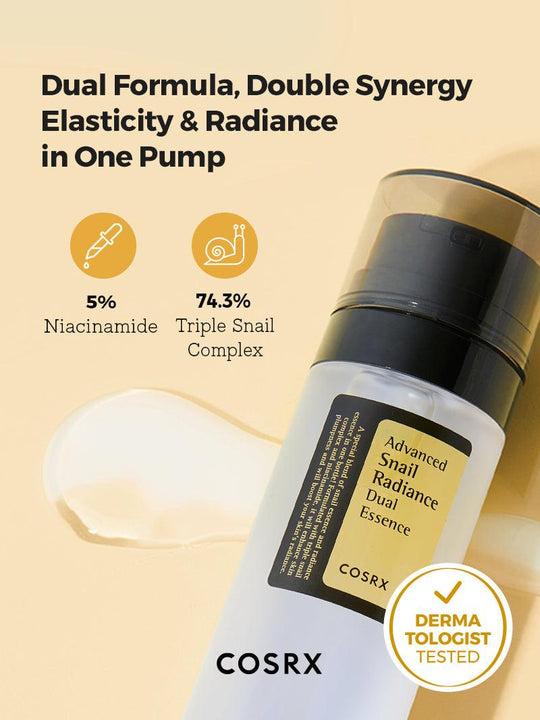 Advanced Snail Radiance Dual Essence 80ml - PIBU Skincare