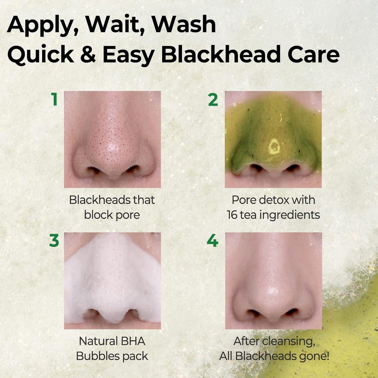 BYE BYE BLACKHEAD 30 DAYS MIRACLE GREEN TEA TOX BUBBLE CLEANSER 120g - PIBU Skincare
