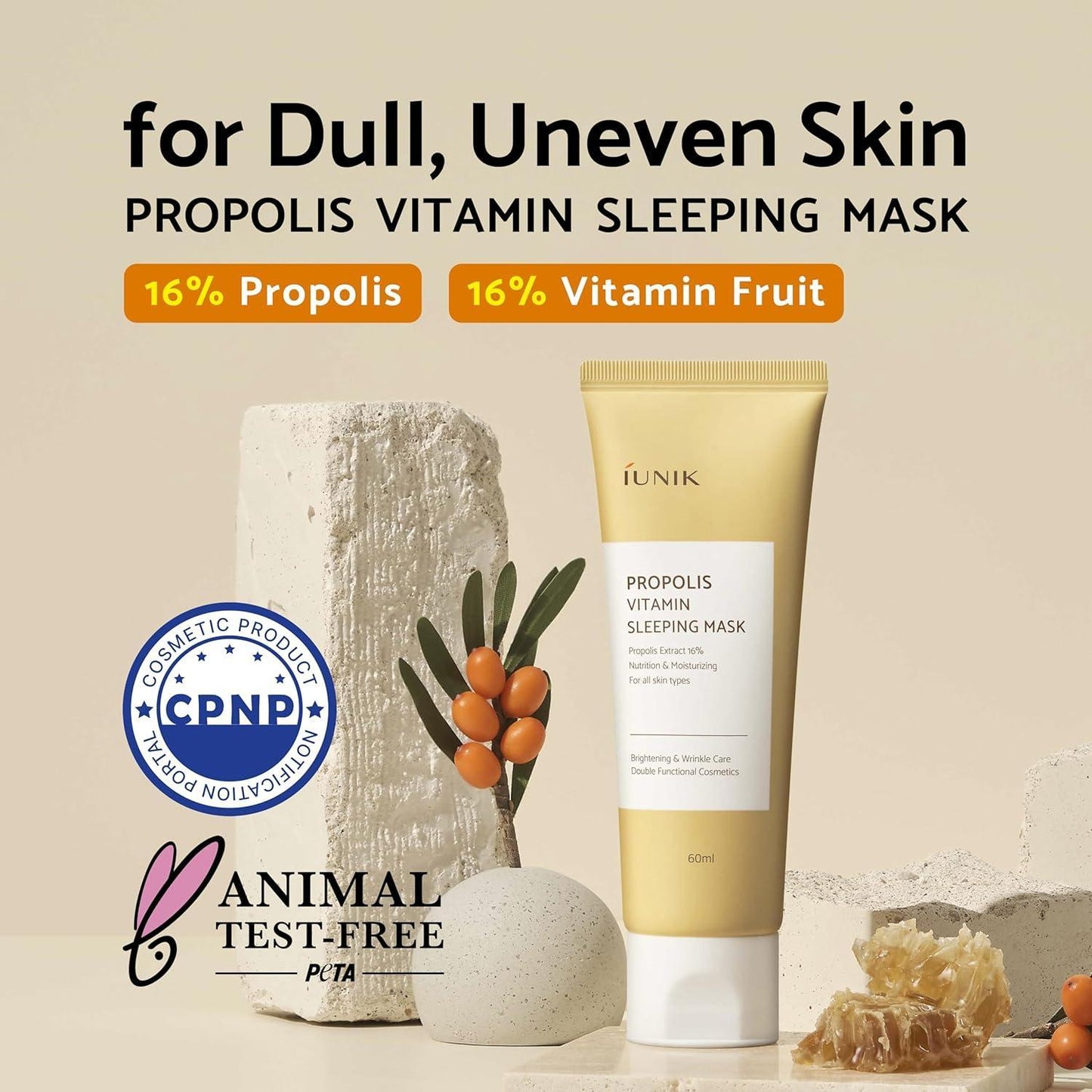 Propolis Vitamin Sleeping Mask 60ml - PIBU Skincare
