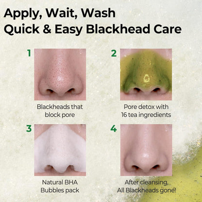BYE BYE BLACKHEAD 30 DAYS MIRACLE GREEN TEA TOX BUBBLE CLEANSER 120g - PIBU Skincare
