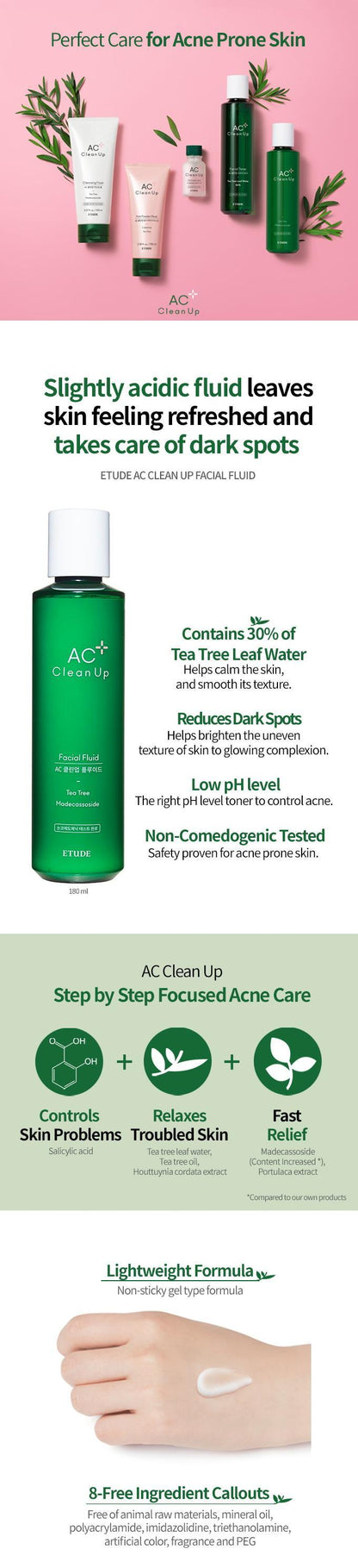 AC Clean Up Facial Fluid 180ml - PIBU Skincare
