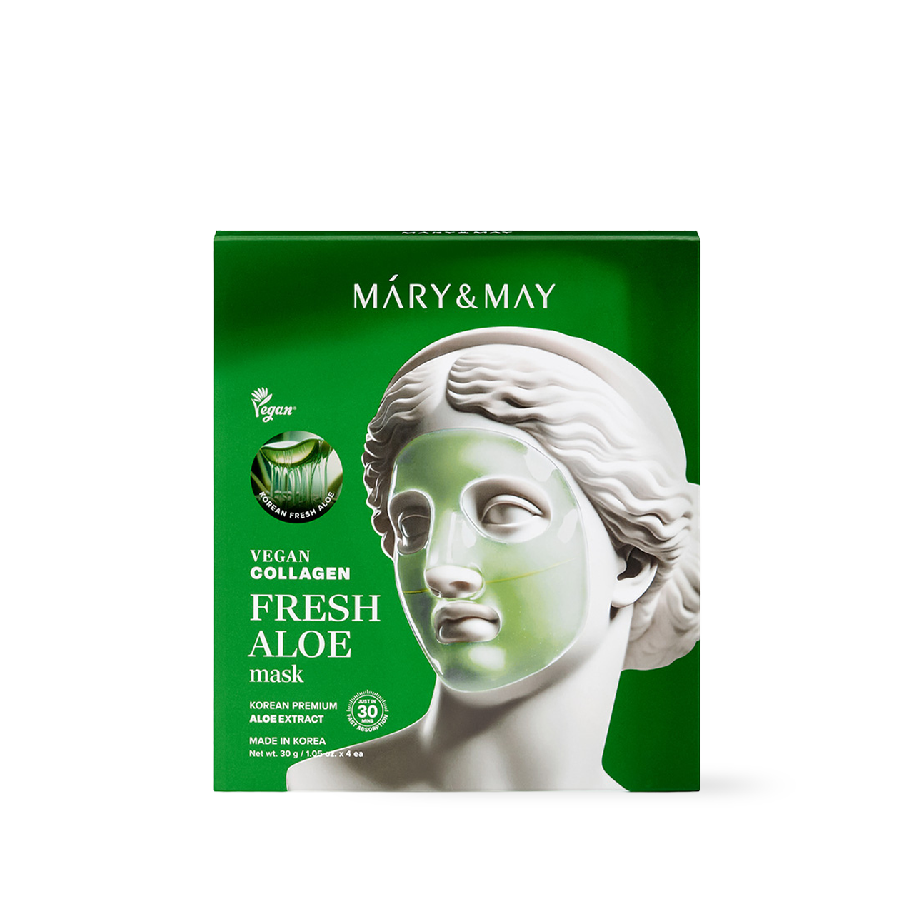 Vegane Kollagen-Maske mit frischer Aloe (30 g x 4)
